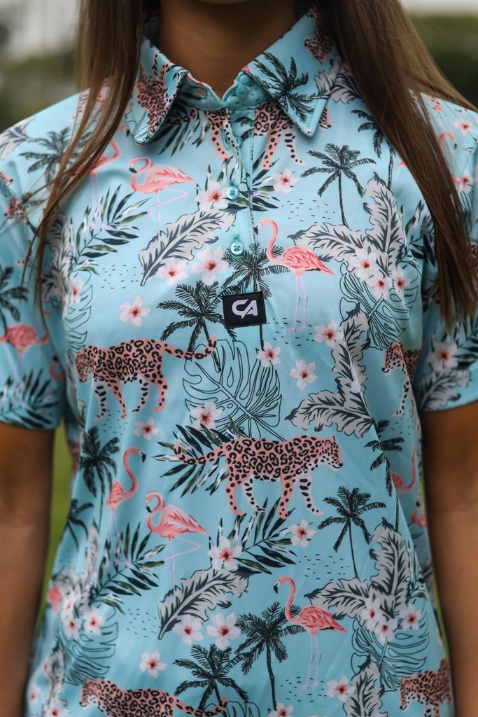 Custom Apparel Women's Golf Shirts | Funky | Tropical Turquoise