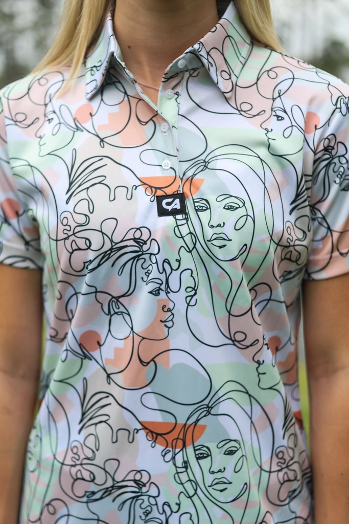 Custom Apparel Womens Golf Shirts | Funky | Artistic Faces