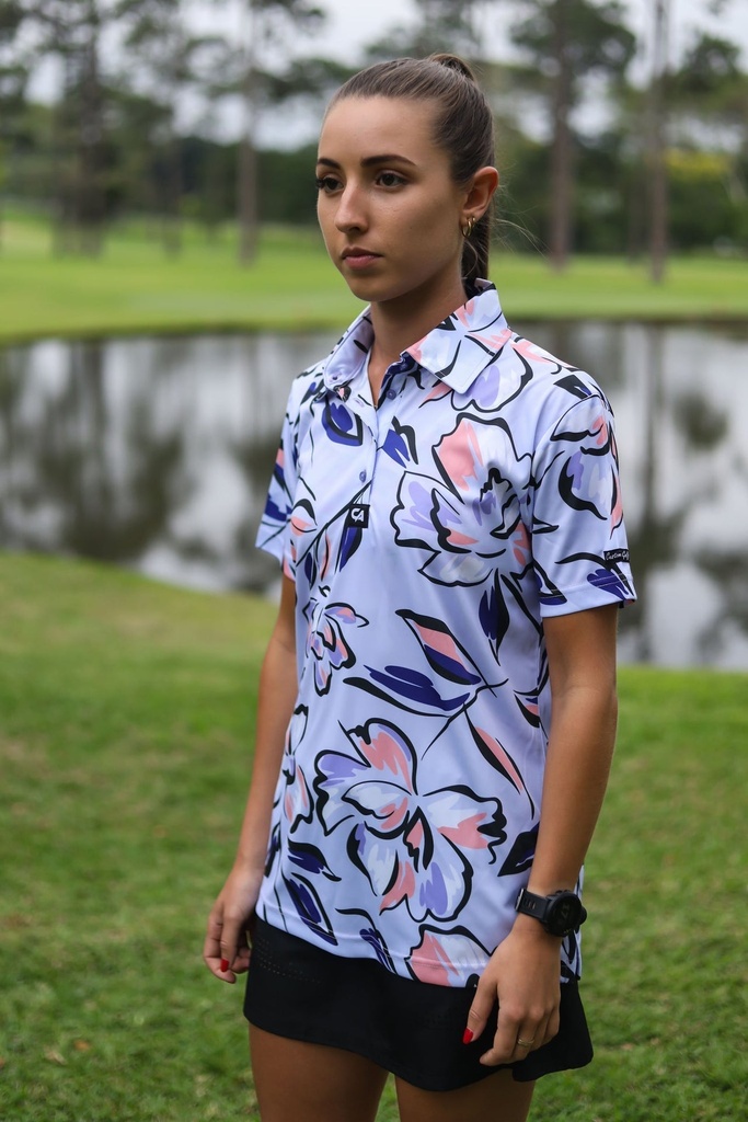 Custom Apparel Womens Golf Shirts | Funky | Lilac Floral