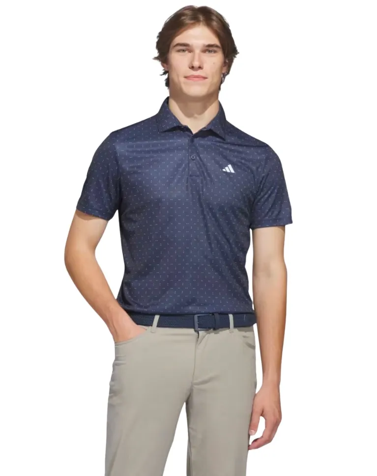 Adidas Men's Golf Shirt | Performance Textured Print | Blue