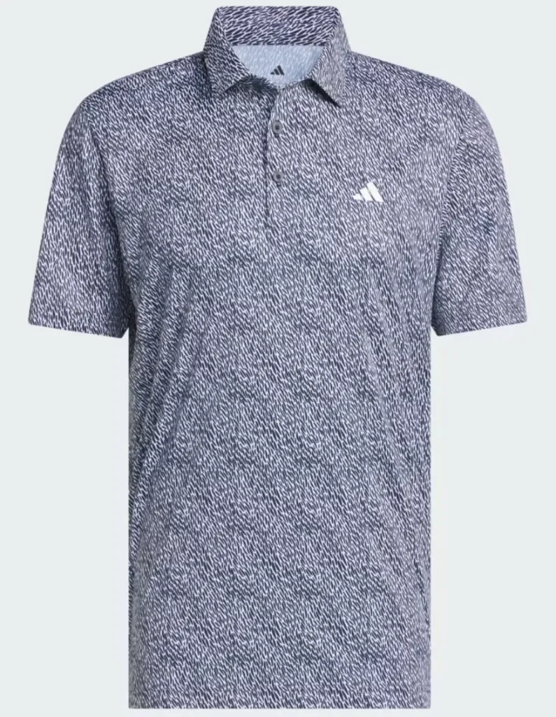 Adidas Mens Golf Shirt | ULTIMATE365 FEATHER PRINT POLO | Grey/Navy