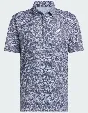 Adidas Mens Golf Shirt | ULTIMATE365 FEATHER PRINT POLO | Grey/Navy