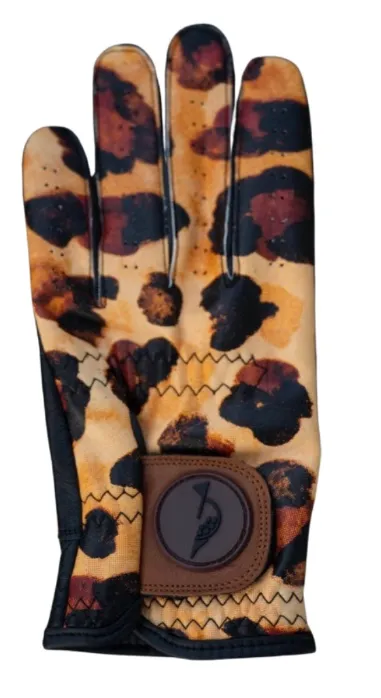 [38895569] Hooked Womens Golf Gloves | Leopard Print (Left, S)