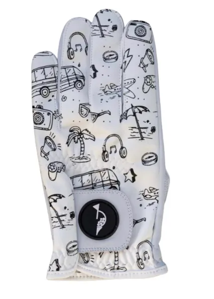 [75895569] Hooked Mens Golf Gloves | Doodle Print (Left, S)