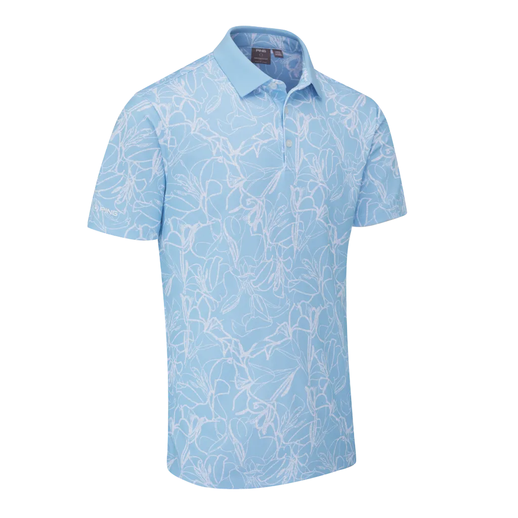 Ping Mens Golf Shirts | Orlando Polo | Baltic Sea-White
