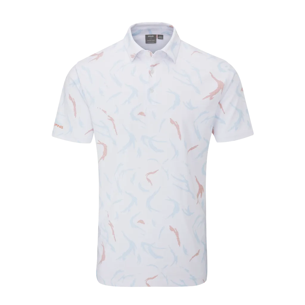 Ping Mens Golf Shirts | Ephron Polo | White-Wild Salmon Multi