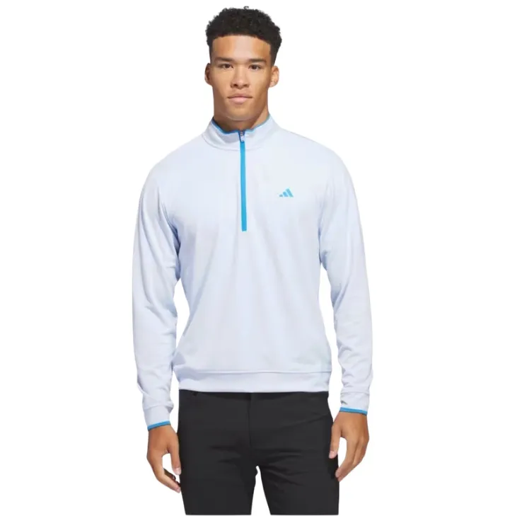 Adidas Mens Golf Jacket | Core Lightweight | Quarter Zip | Baby Blue