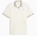 Puma Mens Golf Shirt | Modalon Floral Rib Polo LC | Warm White-Ice Coffee