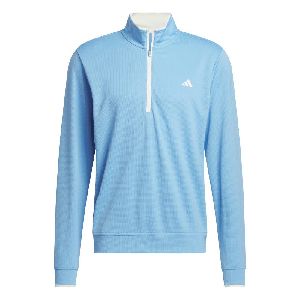[IU4516S] Adidas Men's Golf Jersey | Lightweight 1/4 Zip | Light Blue (S)