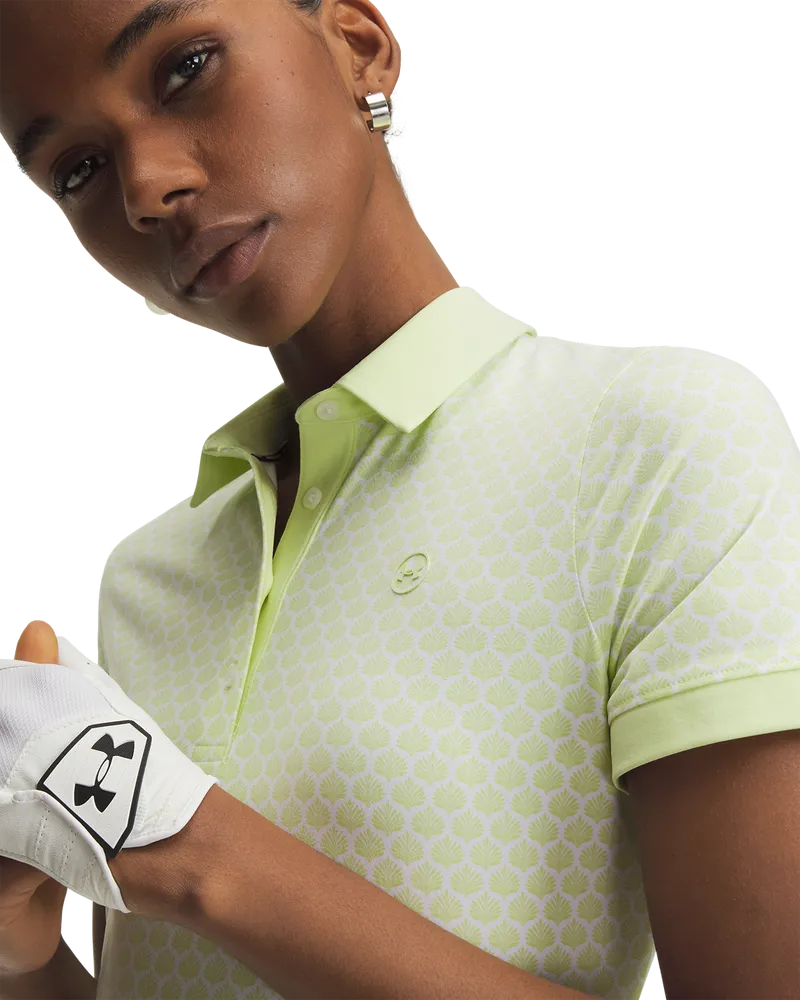 Under Armour Womens Golf Shirt | Dry Printed Polo | Fade Green