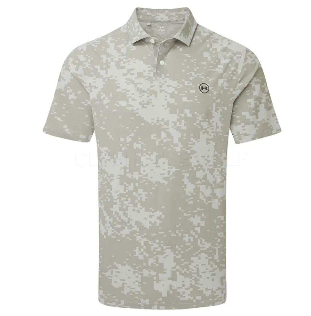 Under Armour Mens Golf Shirt | Drive Chill | Printed Polo | Titanium