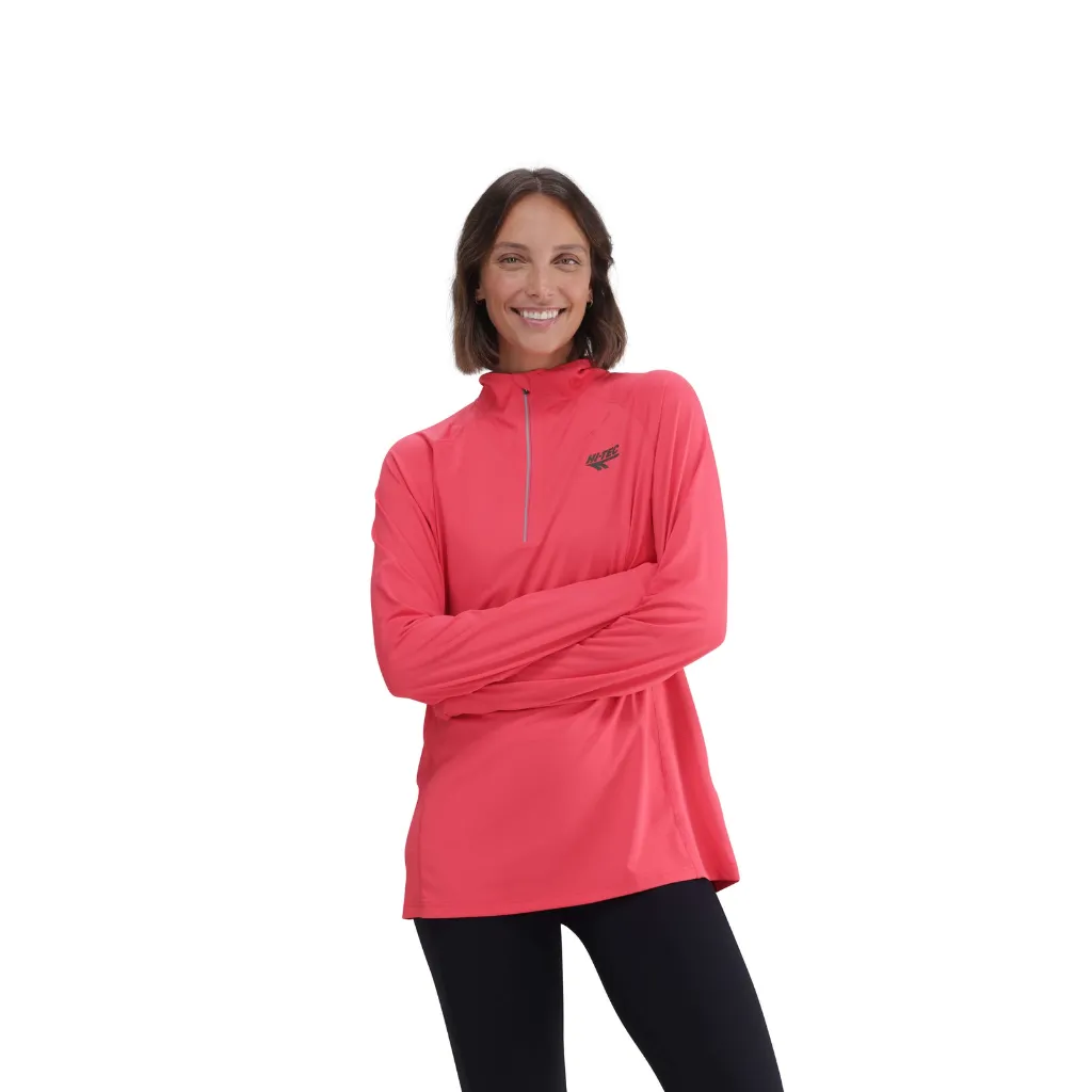 [T015938S] Hi Tec Womens Golf Mid Layer | Leo| 1/4 Zip | Rouge Red (S)