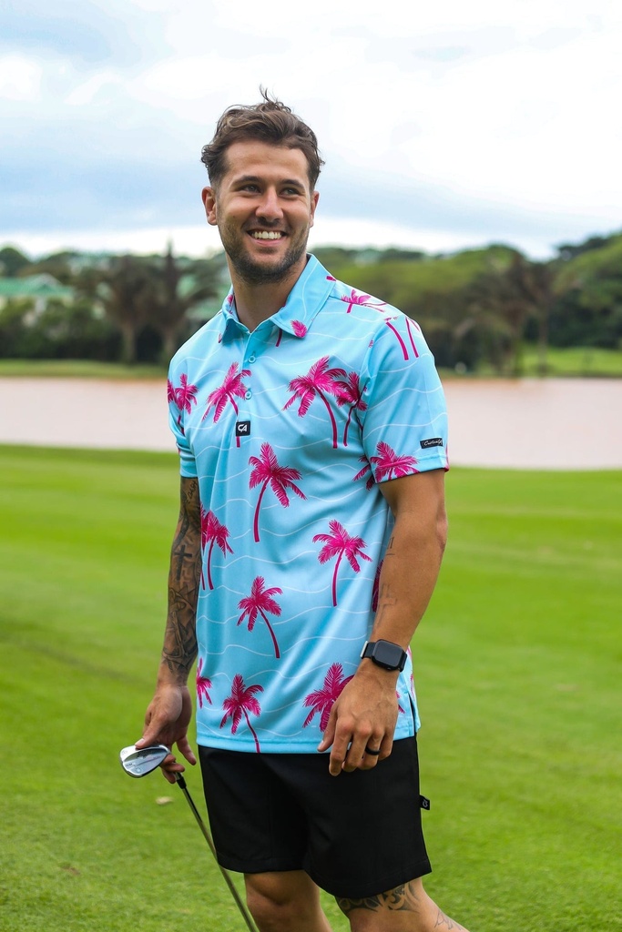 Custom Apparel Mens Golf Shirt | Funky | Palm Vibes