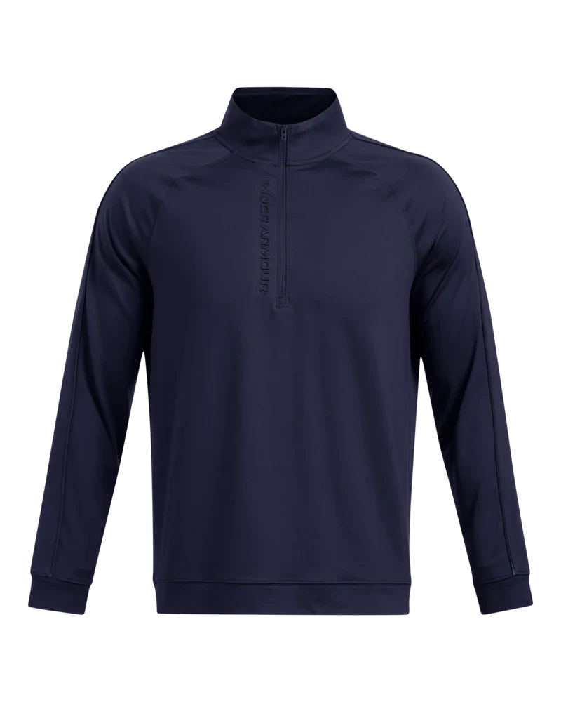 [1383143411S] Under Armour Mens Golf Jersey | Midlayer Storm 1-2 Zip (Navy, S)