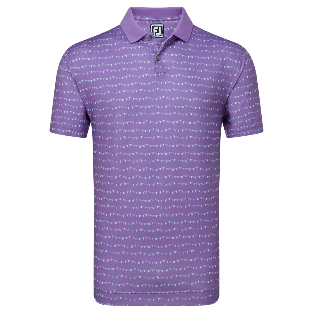 [81587S] Footjoy Men's Golf Shirt | Banner Print | Purple (S)
