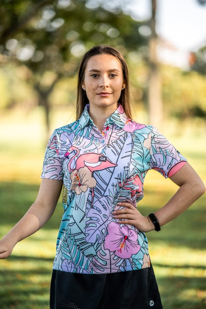 Custom Apparel Womens Golf Shirts | Funky | Pastel Jungle