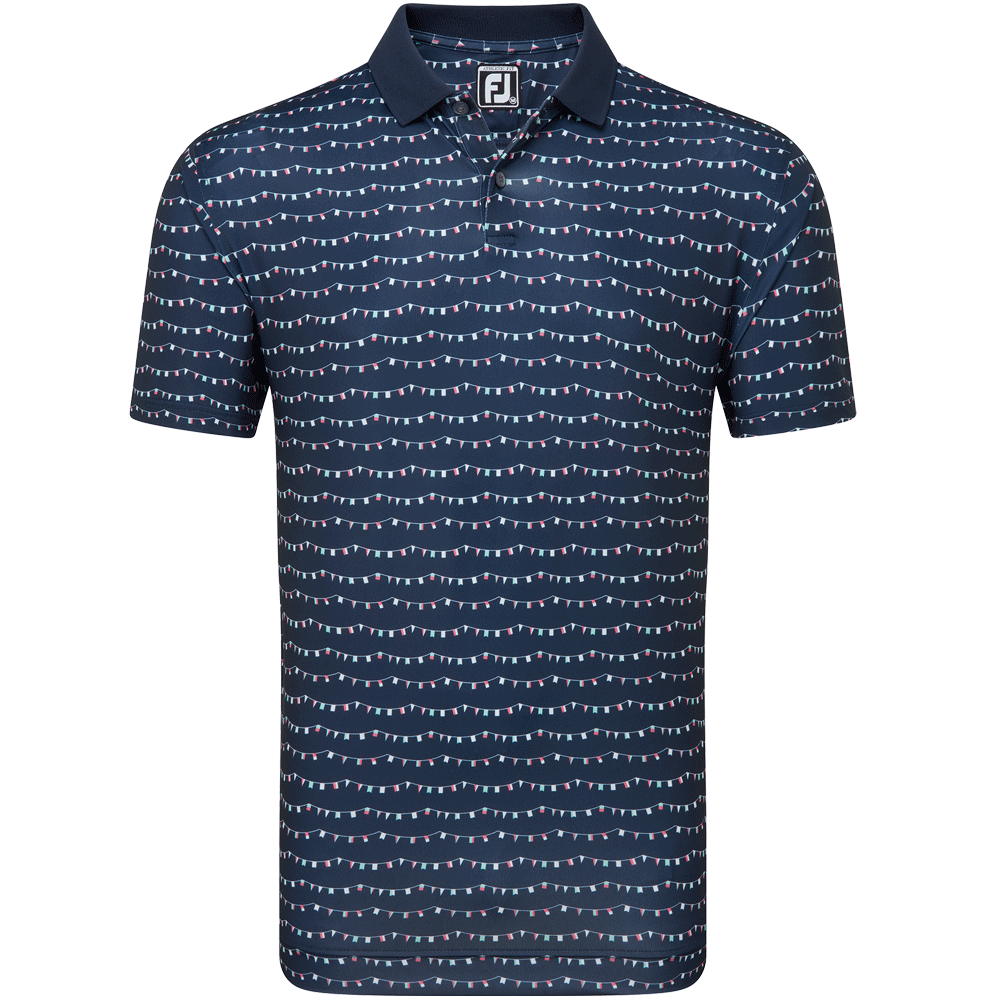 Footjoy Mens Golf Shirt | Banner Print | Navy