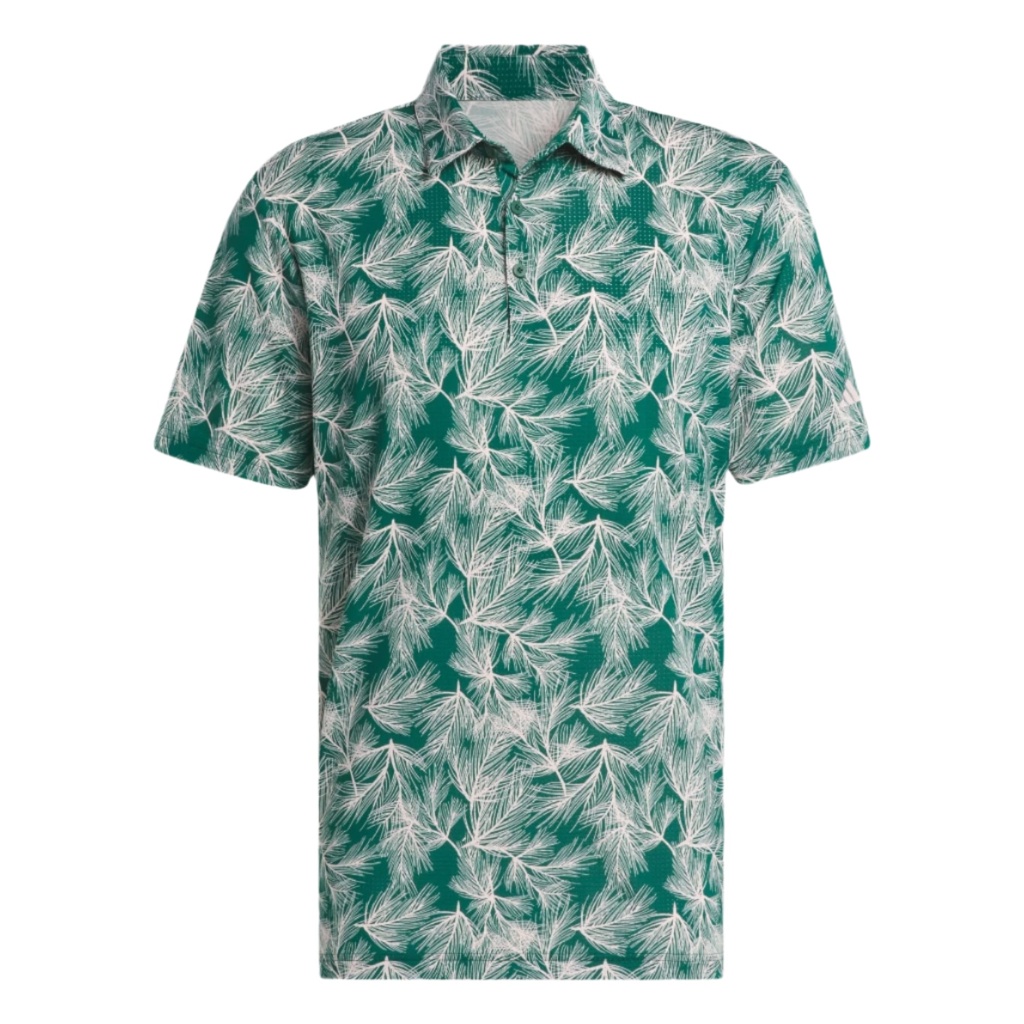 Adidas Mens Golf Shirt | Pine Print | Green