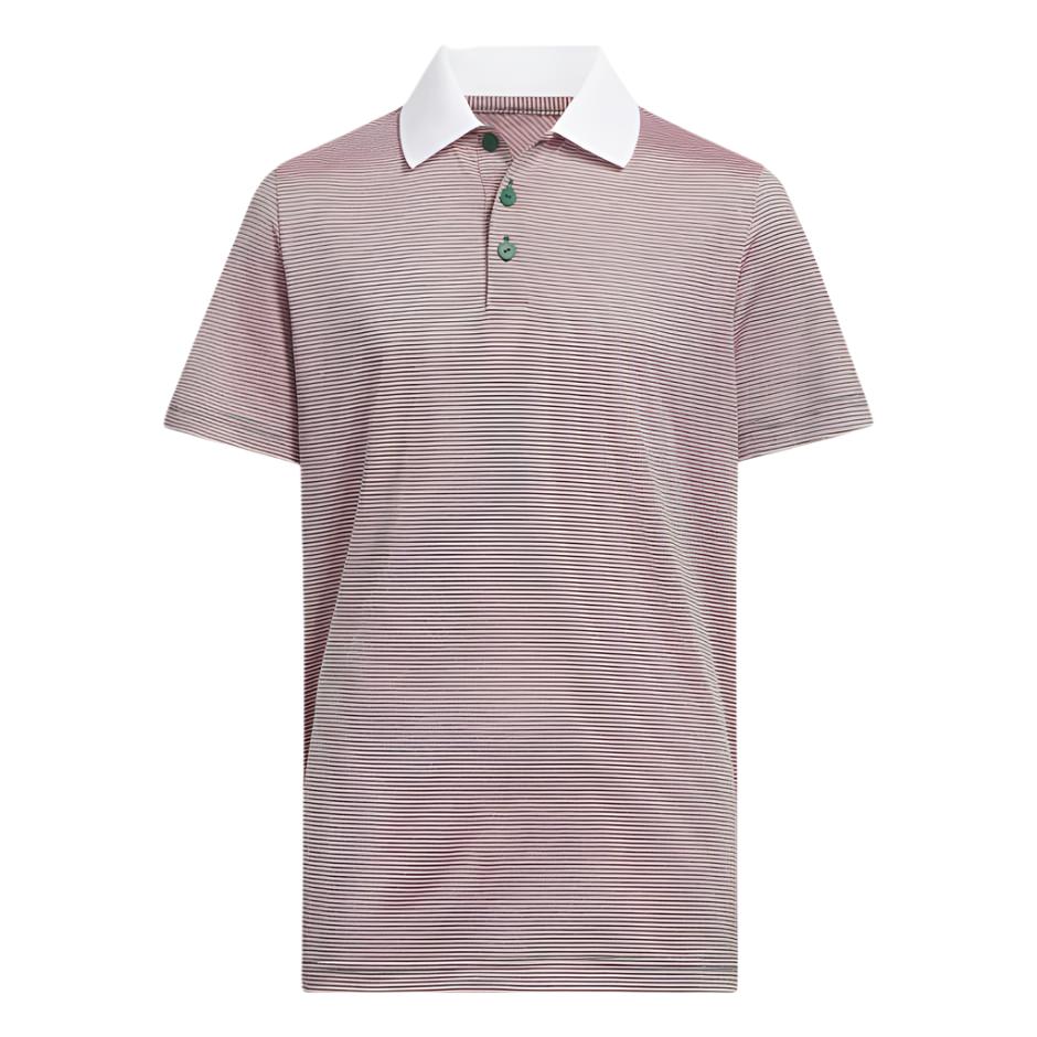 [IT2643S] Adidas Junior Boy's Golf Shirt | Striped | Red/Green (S)