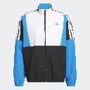 Adidas Mens Golf Windbreaker | Beyond The Course Twistweave Full-Zip | Black-White-Blue