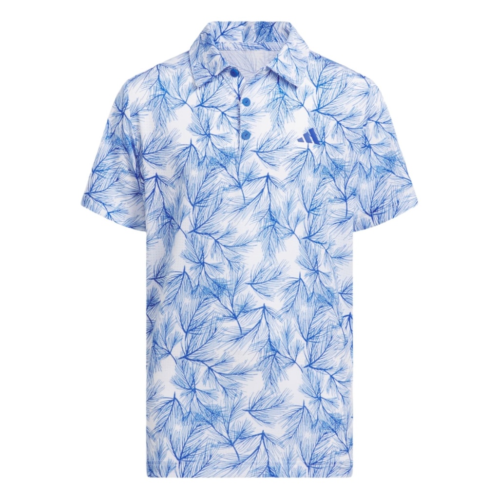 [IW1210S] Adidas Junior Boy's Golf Shirt | Script | Blue (S)