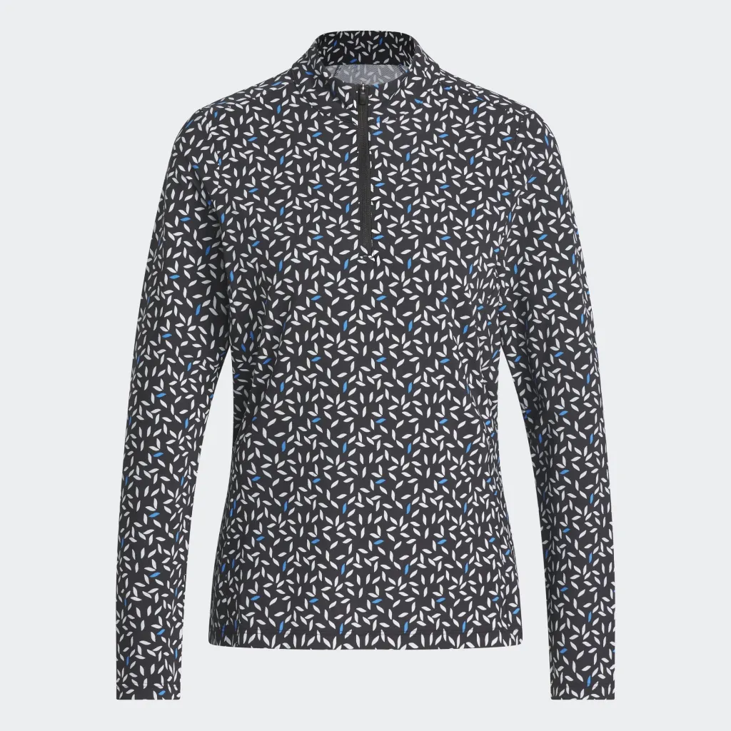 Adidas Womens Golf Jersey | Ultimate365 Printed 1-4 Zip | Black-Blue-White