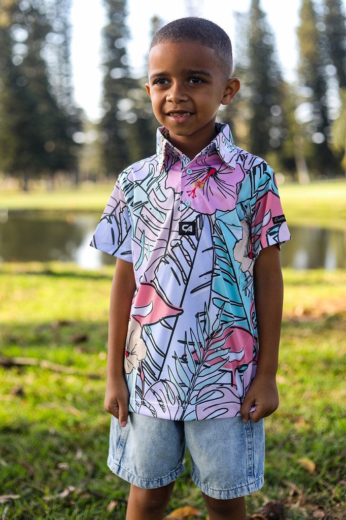 Custom Apparel Junior Golf Shirt | Funky | Pastel Jungle