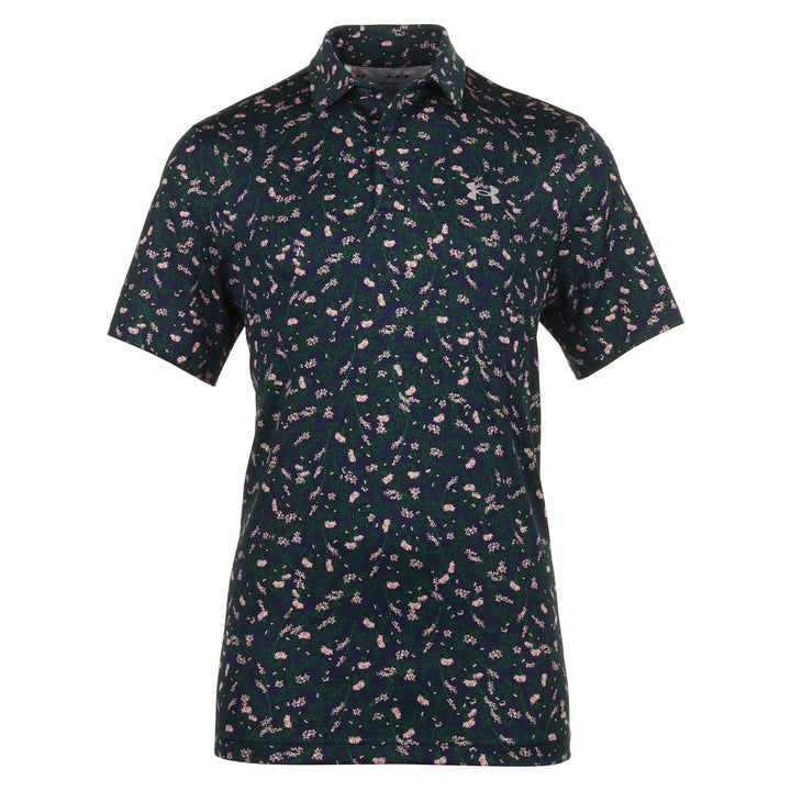 [1378677418S] Under Armour Men's Golf Polo | 3.0 Printed Polo | Green/Blue (S)