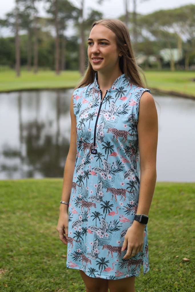 [CADTTS] Custom Apparel Women's Dress | Funky (Tropical Turquoise, S)