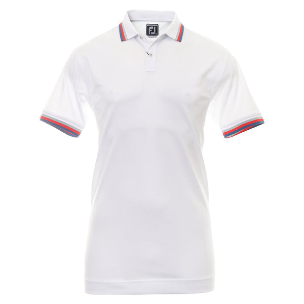 FOOTJOY MENS GOLF SHIRTS | EU SOLID POLO WITH TRIM | WHITE