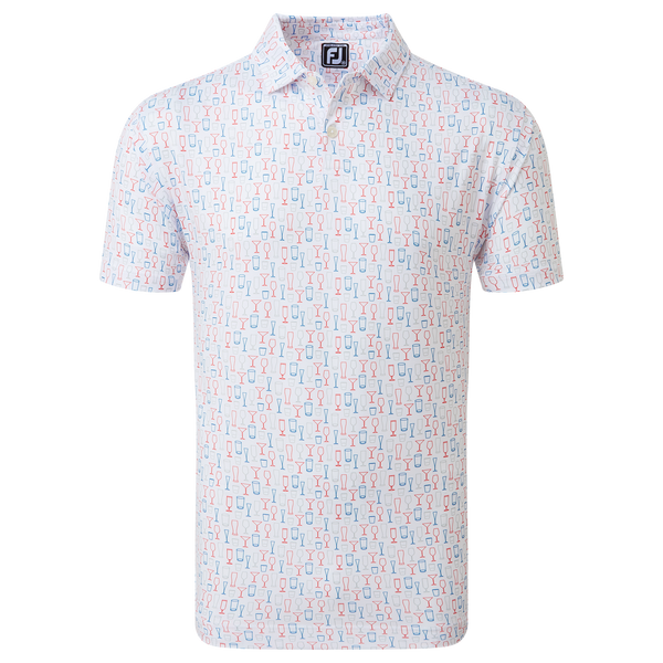 [80039XS] FOOTJOY MEN'S GOLF SHIRTS | EU SHORT SLEEVE PRINT | WHITE (XS)