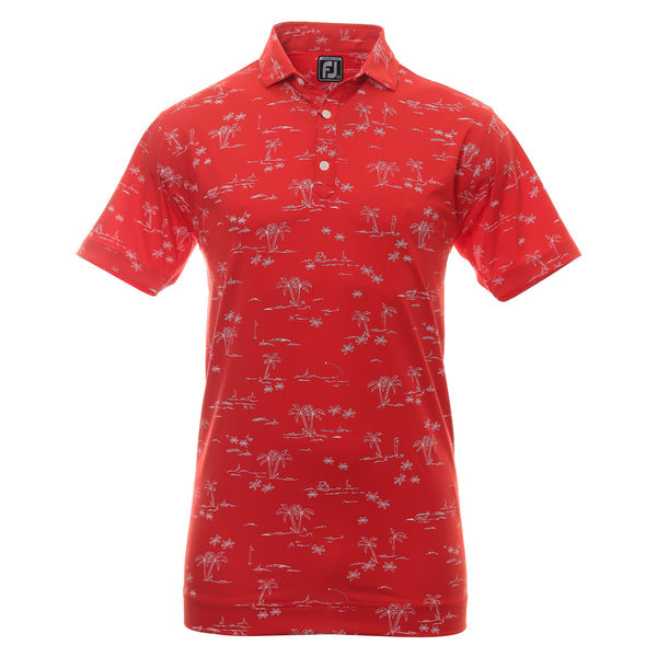 FOOTJOY MENS GOLF SHIRTS | EU TROPIC PRINT | RACING RED-WHITE