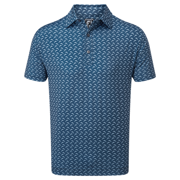 FOOTJOY MENS GOLF SHIRTS | DOLPHINS PRINT LISLE | INK BLUE