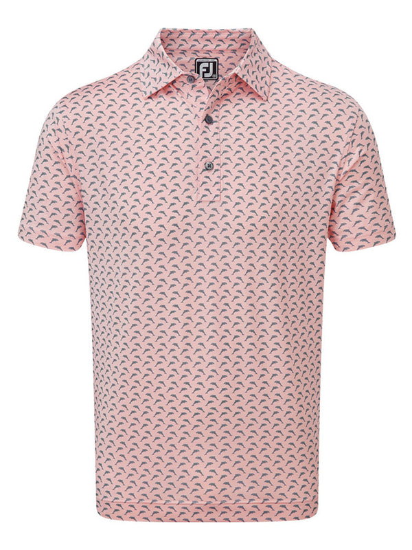 FOOTJOY MEN'S GOLF SHIRTS | DOLPHINS PRINT LISLE | PINK