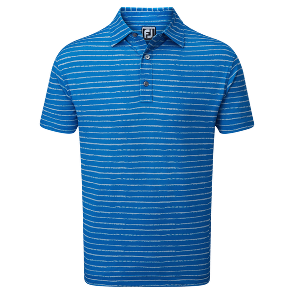 FOOTJOY MEN'S GOLF SHIRTS | CHALK LINE PRINT PIQUE | ROYAL BLUE