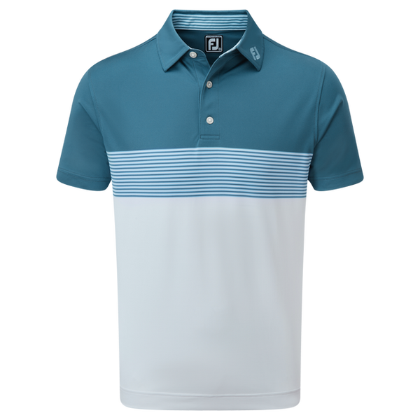 FOOTJOY MENS GOLF SHIRTS | PIQUE COLOUR BLOCK | BLUE-WHITE