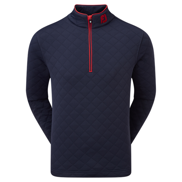 [88452XS] FOOTJOY MEN'S GOLF JERSEY | DIAMOND JACQUARD CHILLOUT | NAVY/RED (XS)