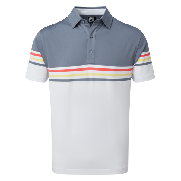 FOOTJOY MEN'S GOLF SHIRTS | PIQUE COLOUR BLOCK | SLATE WHITE