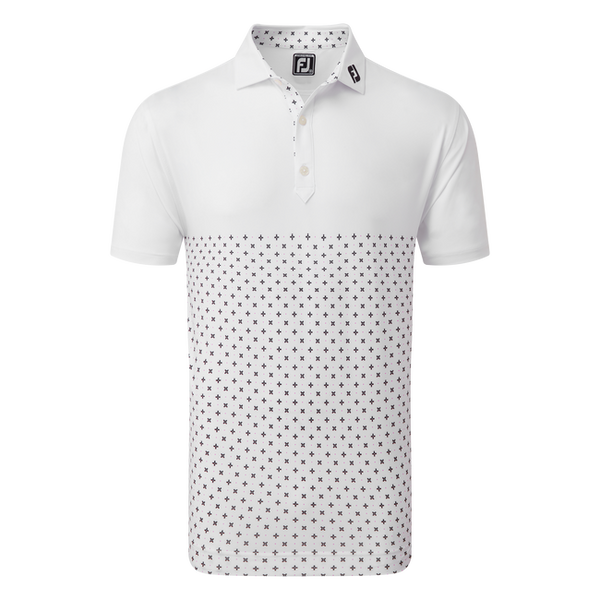 FOOTJOY MEN'S GOLF SHIRTS | EU ENGINEED FOULARD  | WHITE/BLACK