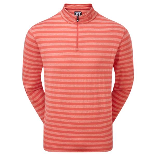 [88404S] FOOTJOY MENS GOLF PEACHED GOLF JERSEY | STRIPED CORAL (S)