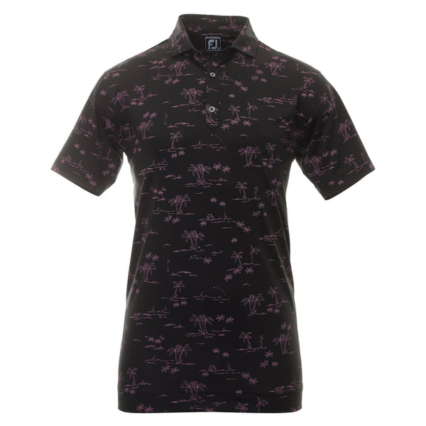 FOOTJOY MENS GOLF SHIRTS | EU TROPIC PRINT | BLACK-ORANGE