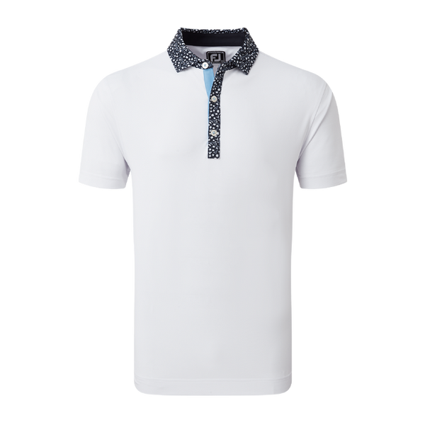 [80020S] FOOTJOY MENS GOLF SHIRTS | EU SHORT SLEEVE TULIP | WHITE-NAVY (S)