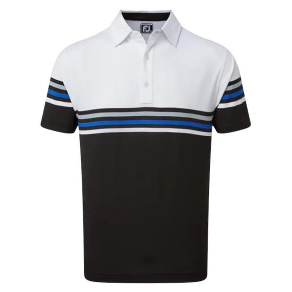 FOOTJOY MENS GOLF SHIRTS | PIQUE COLOUR BLOCK | WHITE-BLACK