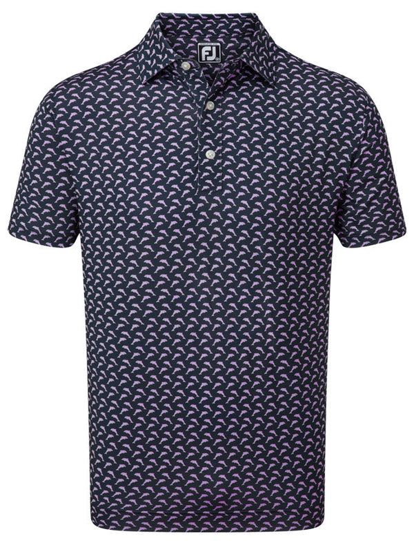 FOOTJOY MENS GOLF SHIRTS | DOLPHINS PRINT LISLE | NAVY