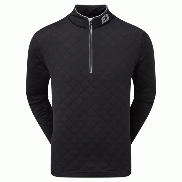 FOOTJOY MEN'S GOLF JERSEY | DIAMOND JACQUARD CHILLOUT | BLACK/GREY