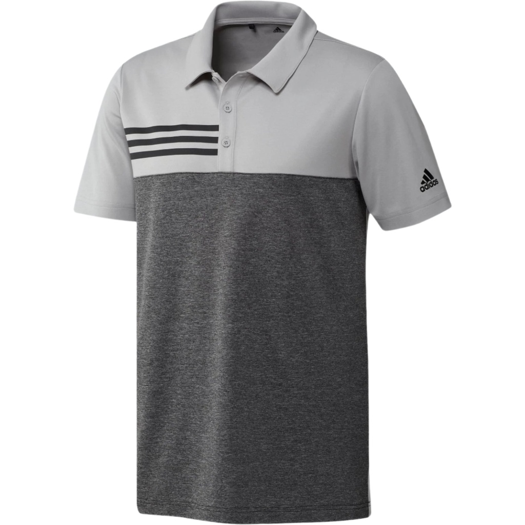 [GN9044S] Adidas Men's Golf Shirt | 3 Stripe Block | Grey/Grey (S)
