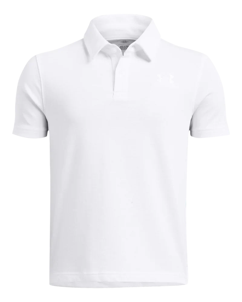 [1387073100S] Under Armour Boy's Golf Shirt | Icon | White (S)