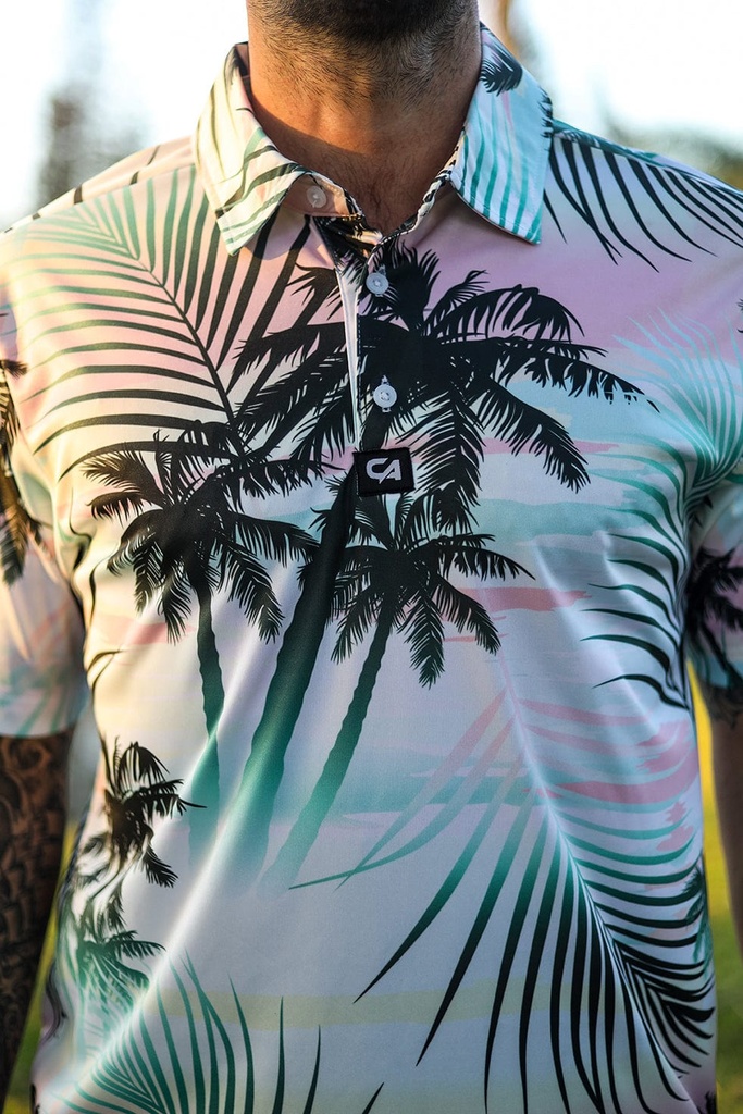 Custom Apparel Mens Funky Golf Shirt | Summer Palms