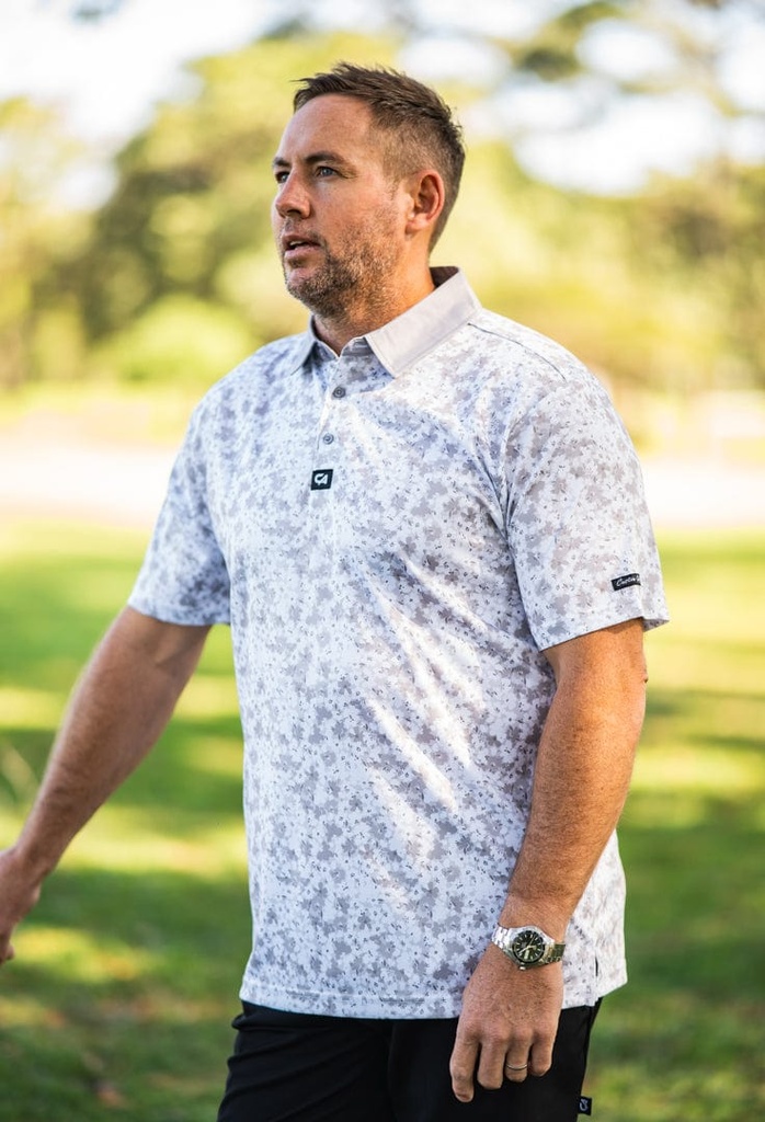 Custom Apparel Mens Funky Golf Shirt | Grey Blossom