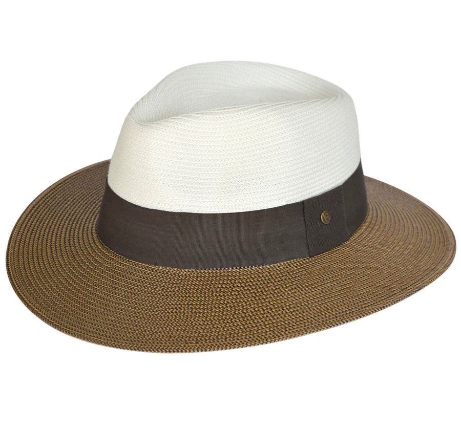 [12581586] Emthunzini Women's Fedora Hat | Naledi | Ivory/Chocolate (M/L 58cm)